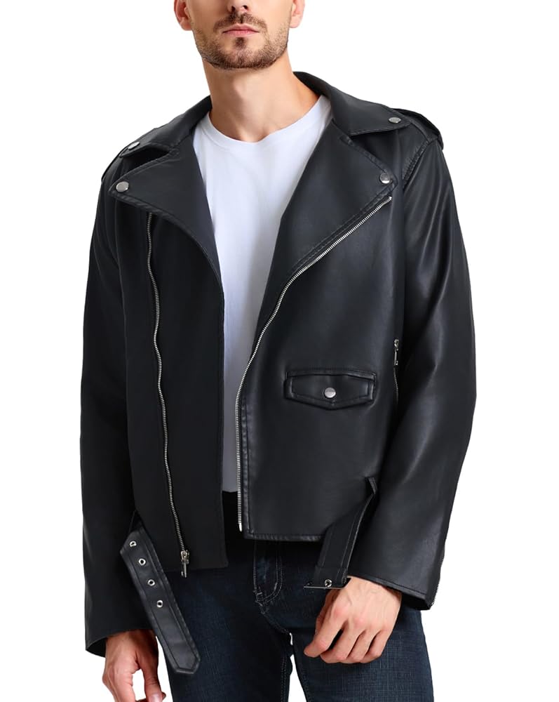 WULFUL Men's Leather Jackets, Faux Bomber Jacket for Men